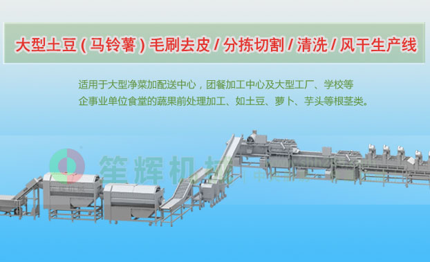 宿松连续式土豆去皮清洗切割风干生产线